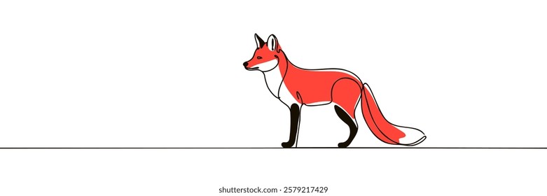 Fox continuous one line drawing vector illustration