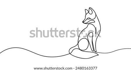 Fox continuous one line drawing vector illustration