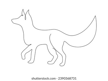 Fox continuous single line drawing of vector illustration. Pro vector. 