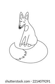 Fox. The contour image of an animal on a white background. Vector illustration.300 dpi.
