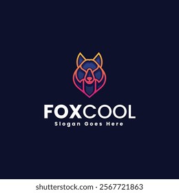 Fox Cool Gradient Line Art Logo