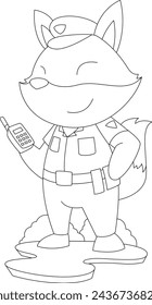 Fox Cop Microphone Police Animal Vector Graphic Art Illustration