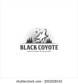 Fox Coyote And Forest Logo Design Vector Image