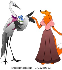 The fox and the crane are fable characters.