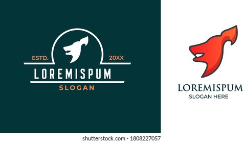 The fox creative line art modern shape logo design with black and white vector .silhouette logo template vector illustration vintage minimal retro icon mono line