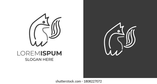 The fox creative line art modern shape logo design with black and white vector .silhouette logo template vector illustration vintage minimal retro icon mono line