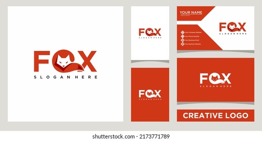 fox creative logo design template with business card design	