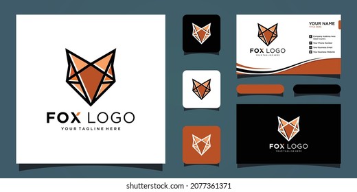 Fox creative logo vector, Fox icon, Fox Modern Geometric Logo Abstract shape of fox with business card design