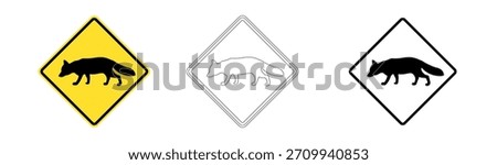 Fox crossing traffic sign in vector format
