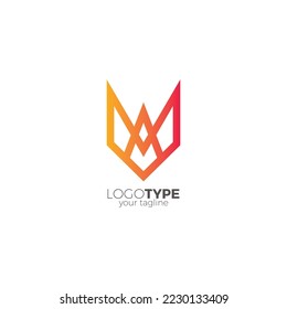 Diseño del logotipo de la corona de Fox. Vector de línea Fox