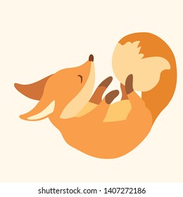 Fox cub character icon flat vector silly diverse tender adorable