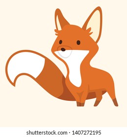 Fox cub character icon flat vector silly diverse tender adorable