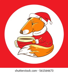 Fox with a cup of cocoa