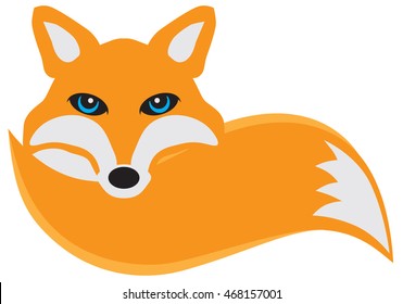 Fox curled up its tail color vector illustration