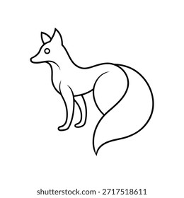 Fox With Curled Tail And Continuous Line art