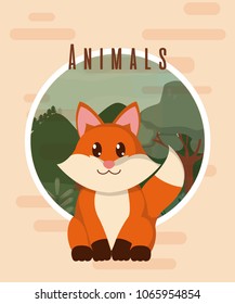 Fox cute animal card