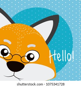 Fox Cute animal cartoon card