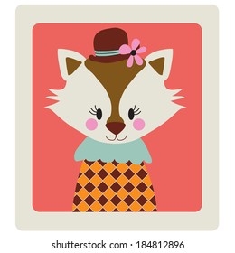 Fox, cute animal, doodle, animal illustration, hand draw cat, woodland animal illustration, tribal animal isolated