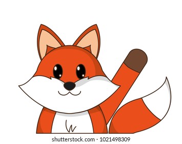 fox cute animal with hand up