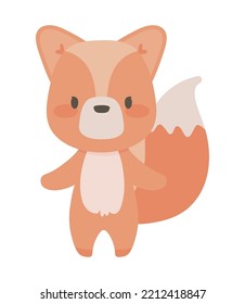 fox cute animal icon isolated