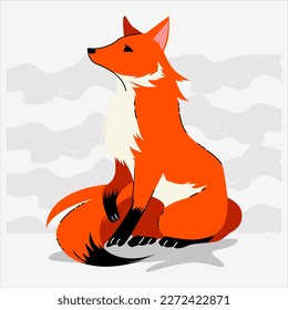 Fox cute animal illustration vector flat design