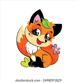 fox cute baby vector illustration