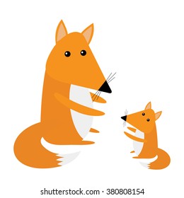 Fox. Cute cartoon character. Forest animal collection. White background. Isolated. Flat design Vector illustration