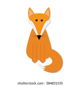 Fox. Cute cartoon character. Forest animal collection. White background. Isolated. Flat design Vector illustration
