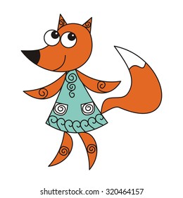 Fox cute cartoon vector illustration