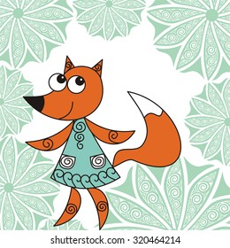 Fox cute cartoon vector illustration