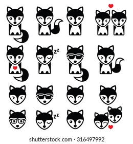 Fox cute character icons, wildlife concept