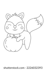 fox cute coloring page or book for kid vector