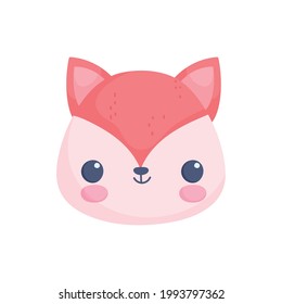 fox cute face cartoon isolated