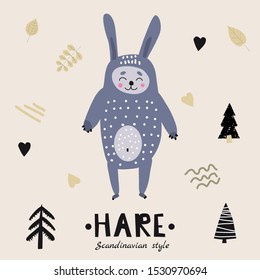 Fox cute funny character.Childish vector illustration in scandinavian style flat design. Vector illusttration isolated concept for children print poster banner