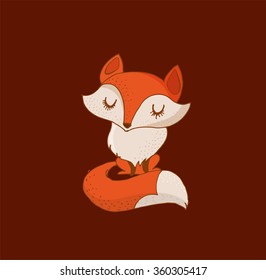 Fox, cute, lovely illustration and greetin card