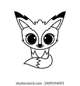 fox cute outline drawing suitable for coloring books for children black and white educational preschool activity sheet vector isolated