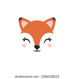 Fox cute portrait poster logo kids room decor t-shirt design print nursery eyes nose little sweet art room decor wall design abstract inspiration sketch nature wildlife baby shower sticker