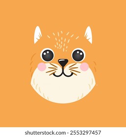 Fox Retrato bonito quadrado sorriso cabeça desenho animado avatar forma redonda animal rosto, mascote isolado ícone do vetor ilustração. Simples mão plana desenhada para crianças poster, cartões de aplicativo IU, t-shirts, roupas de bebê