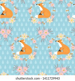 fox  cute seamless pattern vector art kids