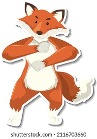 A fox dancing animal cartoon sticker illustration