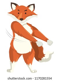 A fox dancing on white background illustration