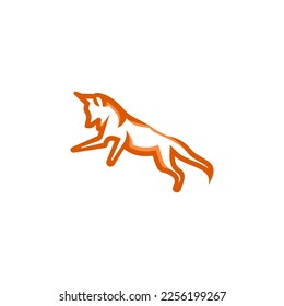 Fox Den logo design icon. Fox Den logo design inspiration. Fox animal logo design template. Animal symbol logotype. Fox symbol silhouette.