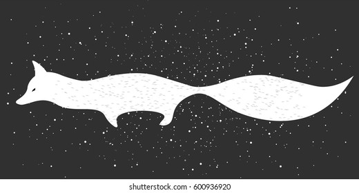 Fox design background. Vector flat cute template, simple minimal illustration for decor, greeting card, T-shirt print