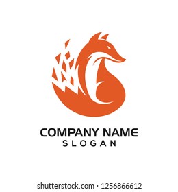 Fox design for technology logo icon template