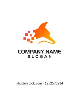 Fox and Digital accent for technology logo template with vector file.