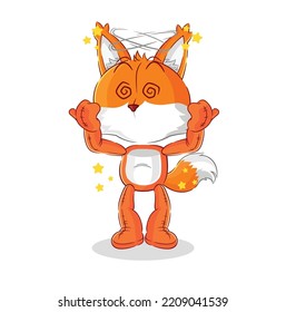 the fox dizzy head mascot. cartoon vector