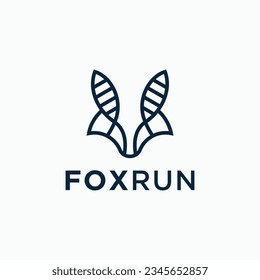 fox with dna logo design vector silhouette illustration