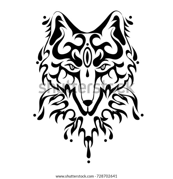 Fox Dog Face Tattoo Tribal Style Stock Vector (Royalty Free) 728702641