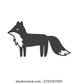 Fox Doodle Icon. Stylized wild animal drawing with elegant ink lines, minimal aesthetic vector artwork for decorative nature themed projects