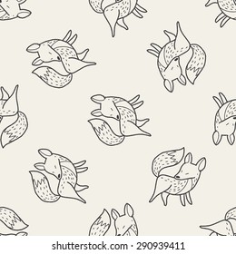 Fox Doodle Seamless Pattern Background